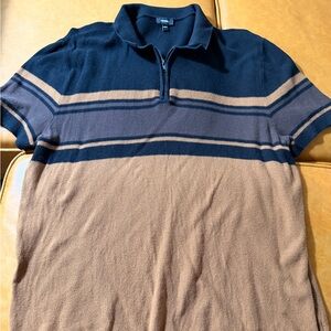 Express Short-Sleeve Zip Polo - Black & Tan